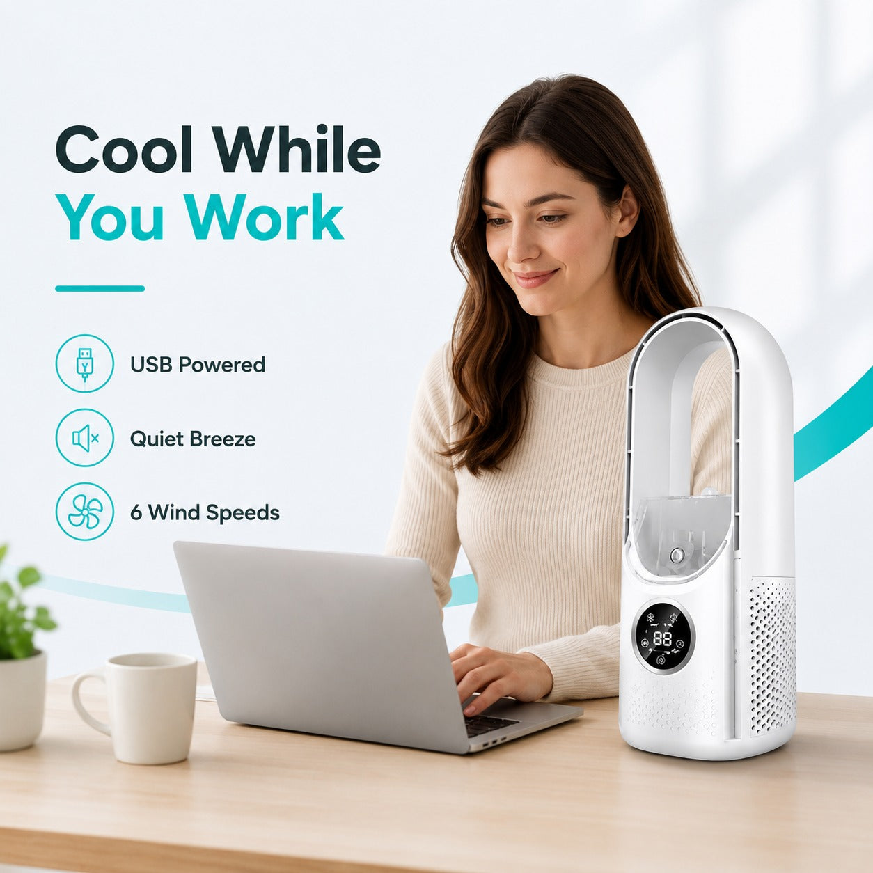 Bladeless Mist Fan with Humidifier