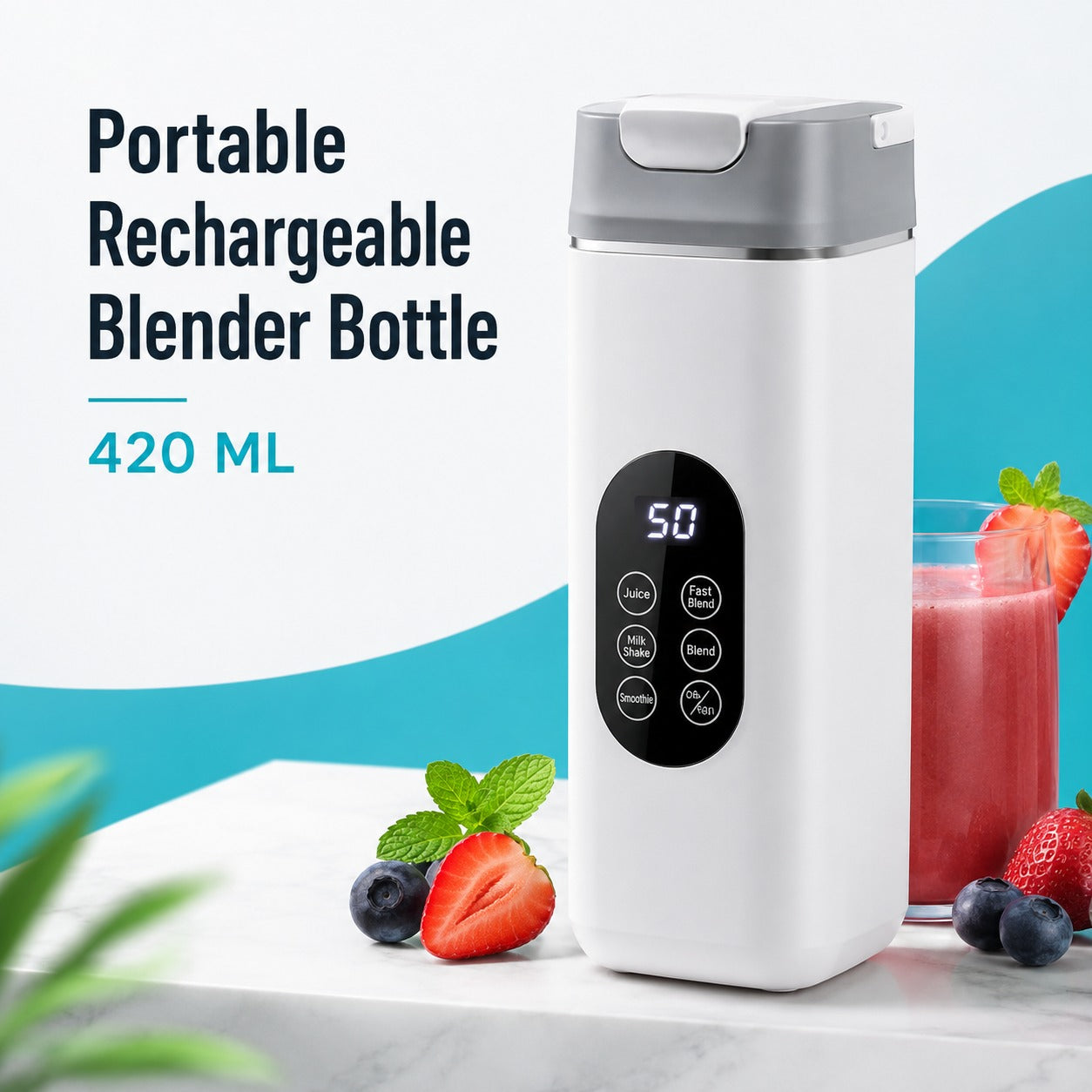 Portable Rechargeable Blender Bottle, 420ml