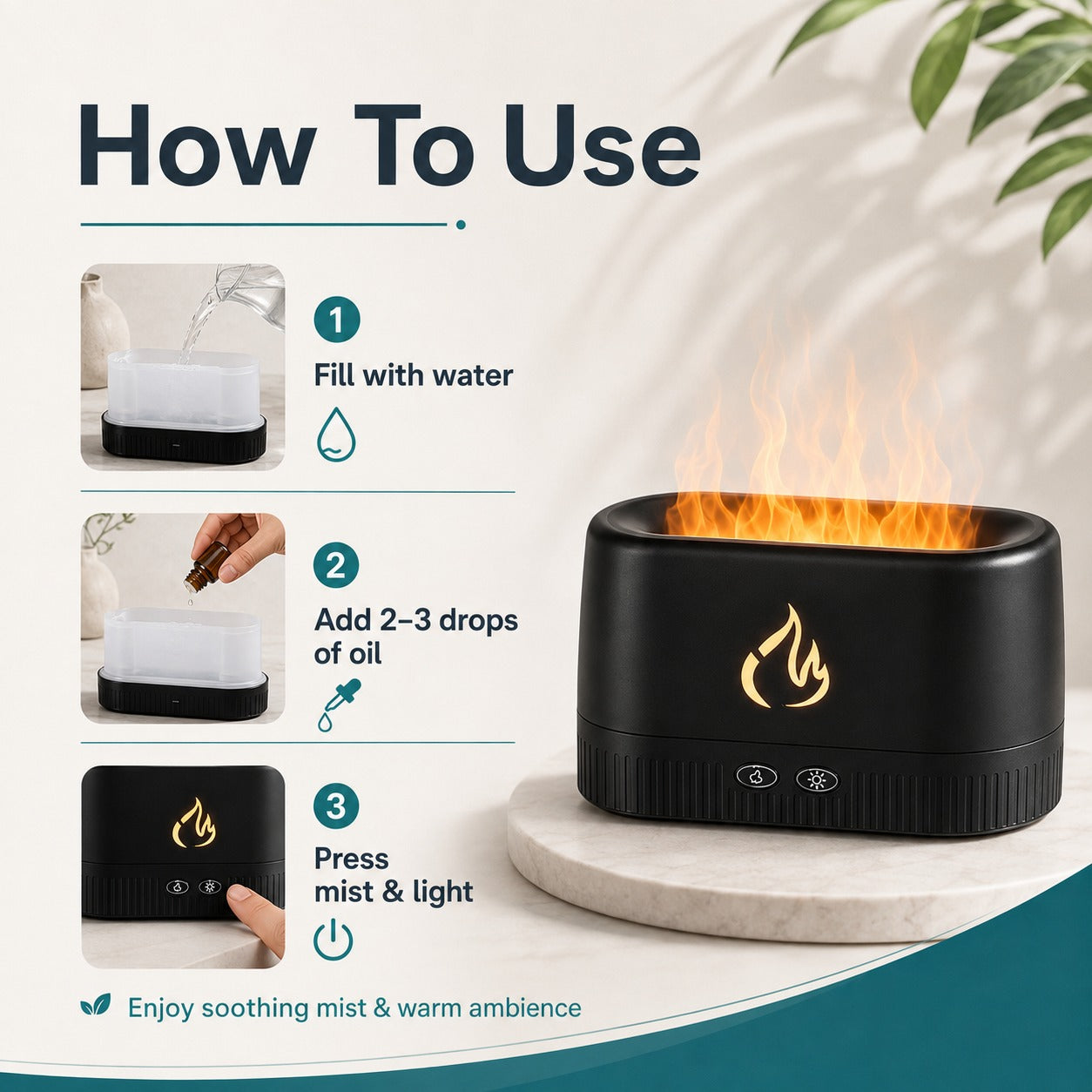 Flame Effect Aroma Humidifier