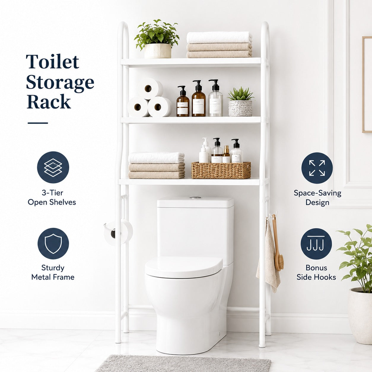 Toilet Storage Rack, 3 Tier